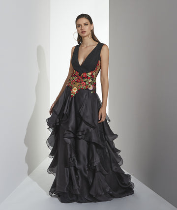 ABITO  MATILDE CANO GUIPUR  FALDA VOLANT